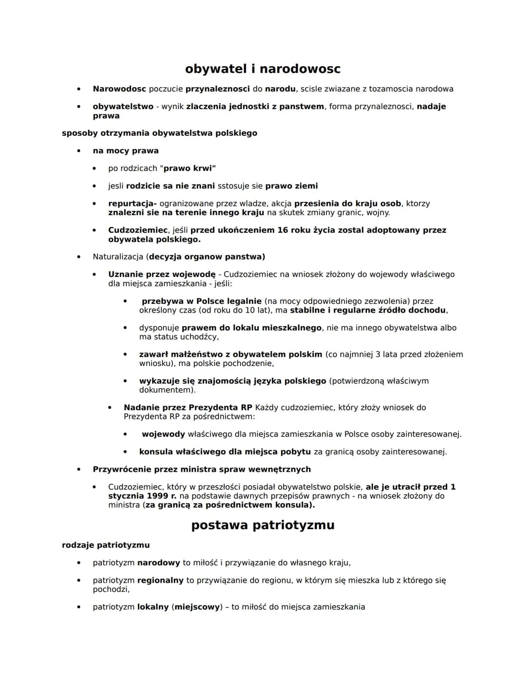<h2 id="obywatelstwoinarodowo">Obywatelstwo i narodowość</h2>
<p>Naród (wspólnota narodowa) to trwała, zorganizowana zbiorowość ludzi odwołu