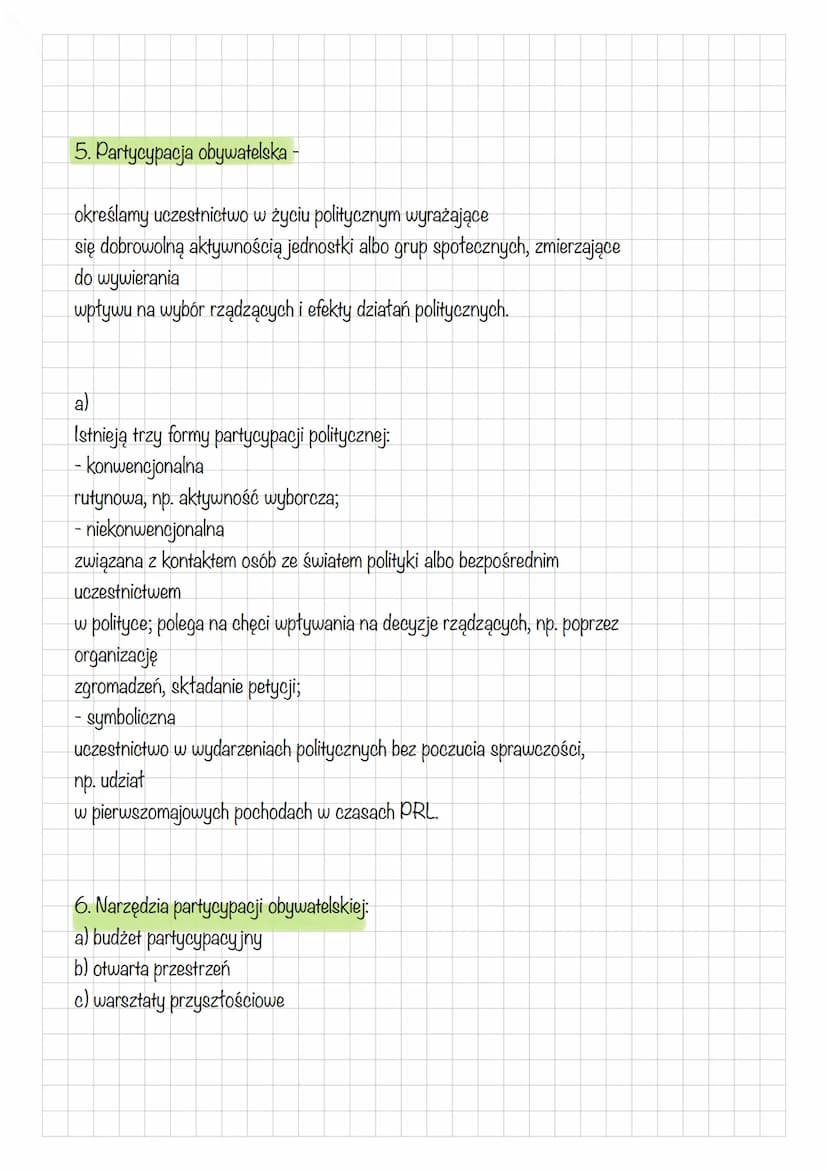 DEMOKRACJA W POLSCE
1. Demokracja - forma ustroju państwa, w której władzę sprawują jego obywatele
bezpośrednio lub za pośrednictwem wybrany
