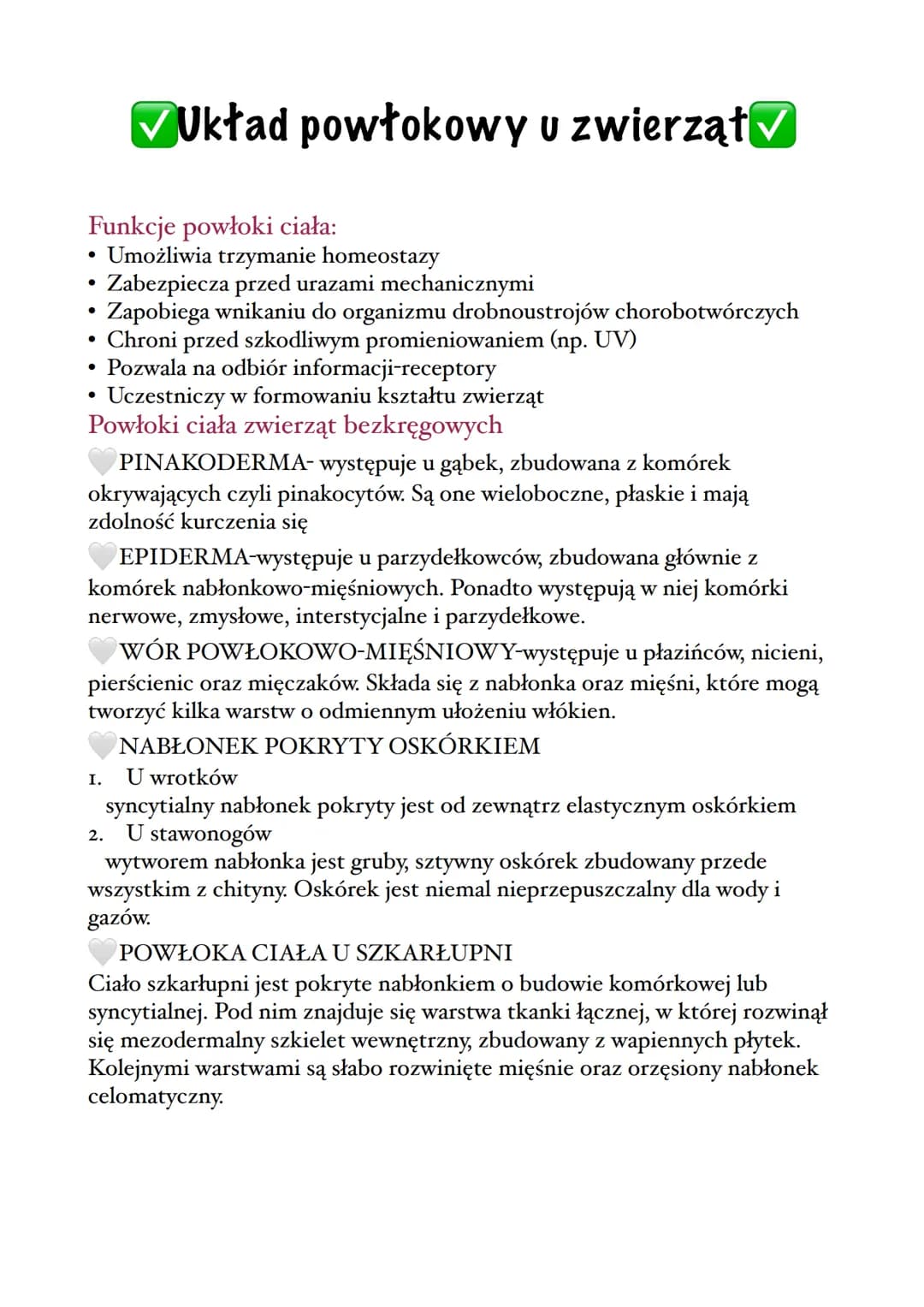 Funkcje powłoki ciała:
Umożliwia trzymanie homeostazy
Zabezpiecza przed urazami mechanicznymi
Zapobiega wnikaniu do organizmu drobnoustrojów