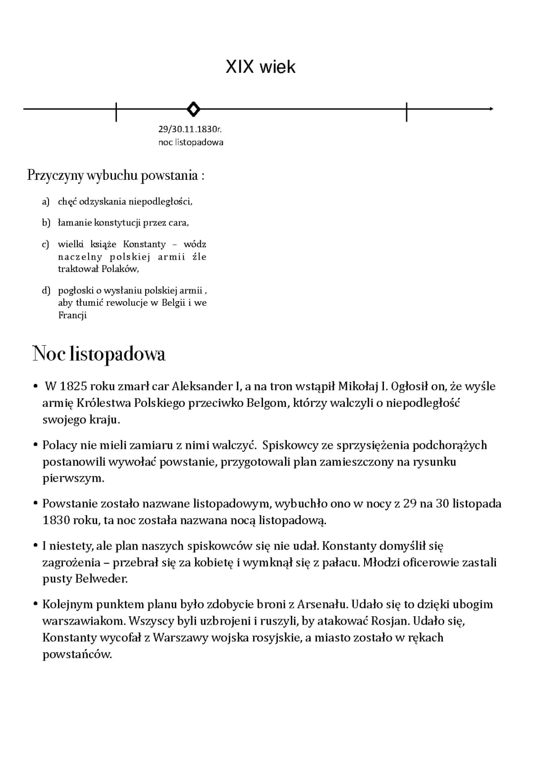 Przyczyny, przebieg i skutki powstania listopadowego - proste wyjaśnienia