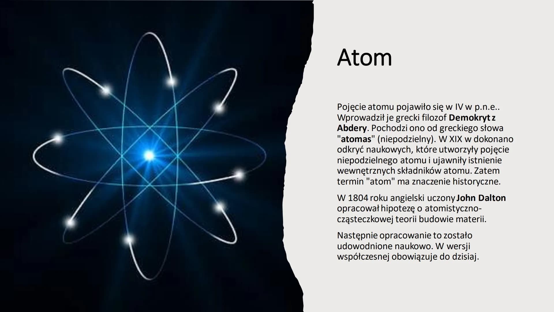 Atomy i cząsteczki – składniki
materii Budowa materii
Substancje, z którymi spotykacie się na co dzień, np.
woda, metale sprawiają wrażenie,