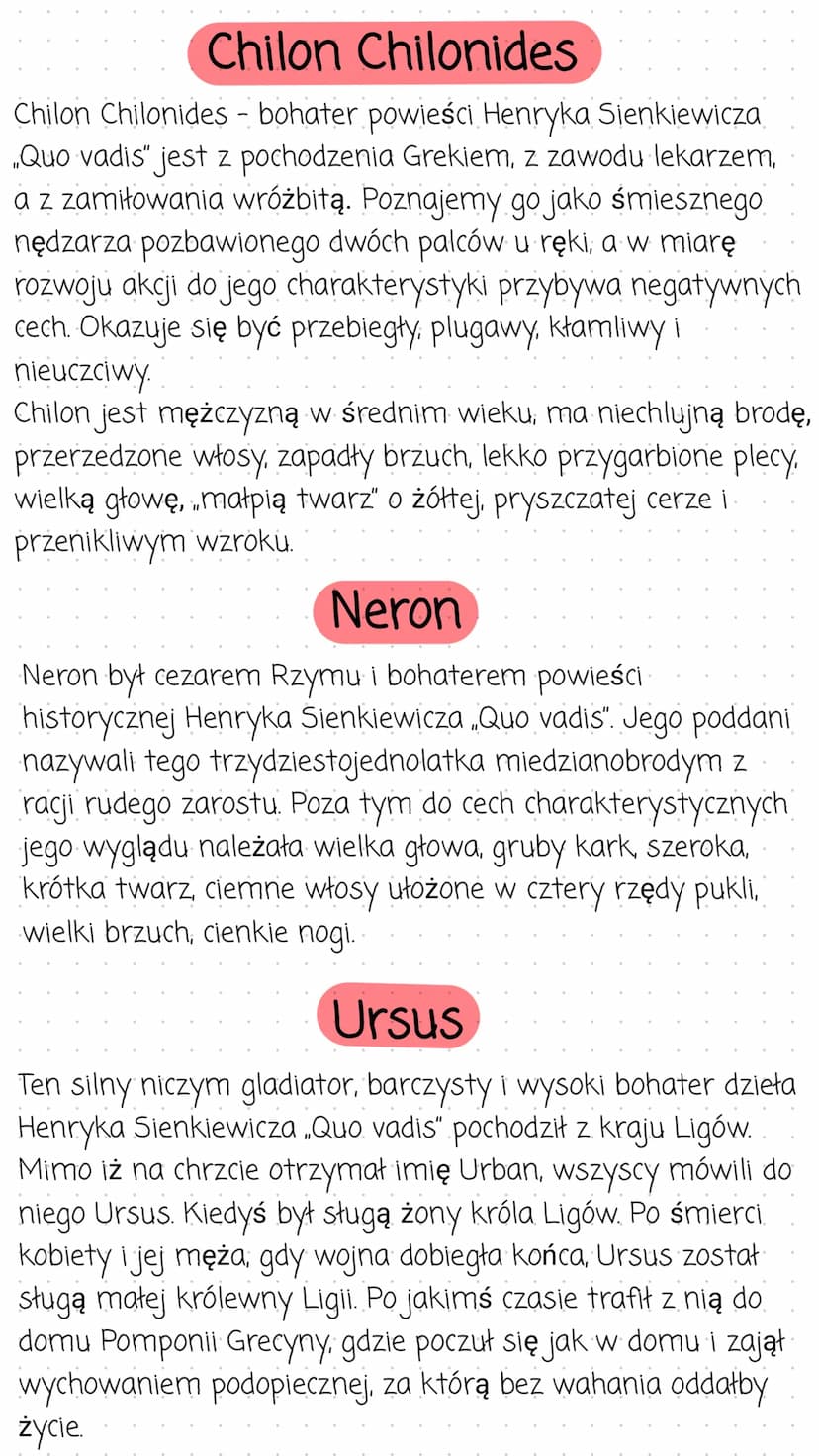 Quo Vadis
Streszczenie
Quo vadis Henryka Sienkiewicza to powieść historyczna opisująca
prześladowania pierwszych chrześcijan oraz rozwój ich