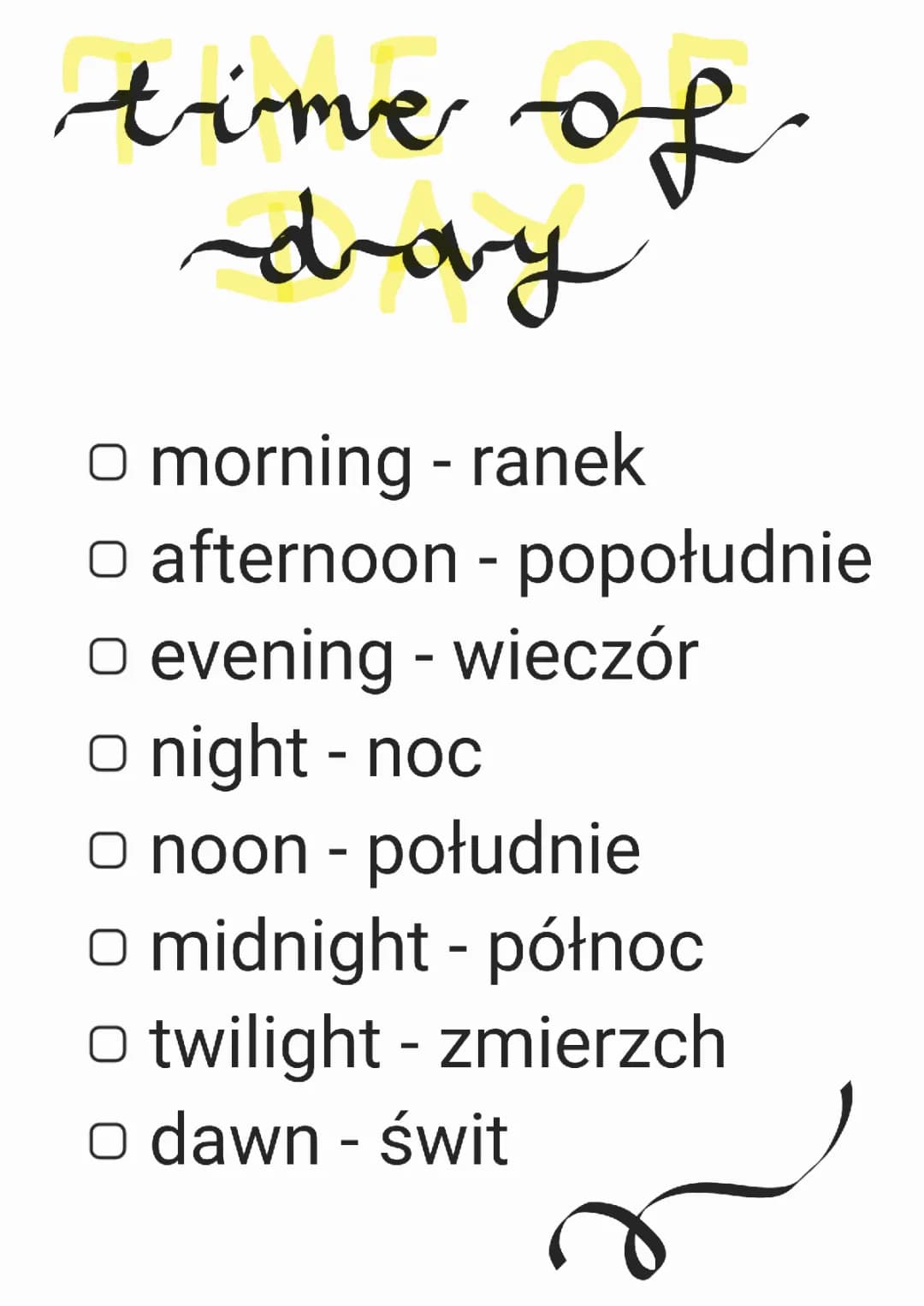 Pory dnia po angielsku dla dzieci - Klasa 3, z godzinami i pdf