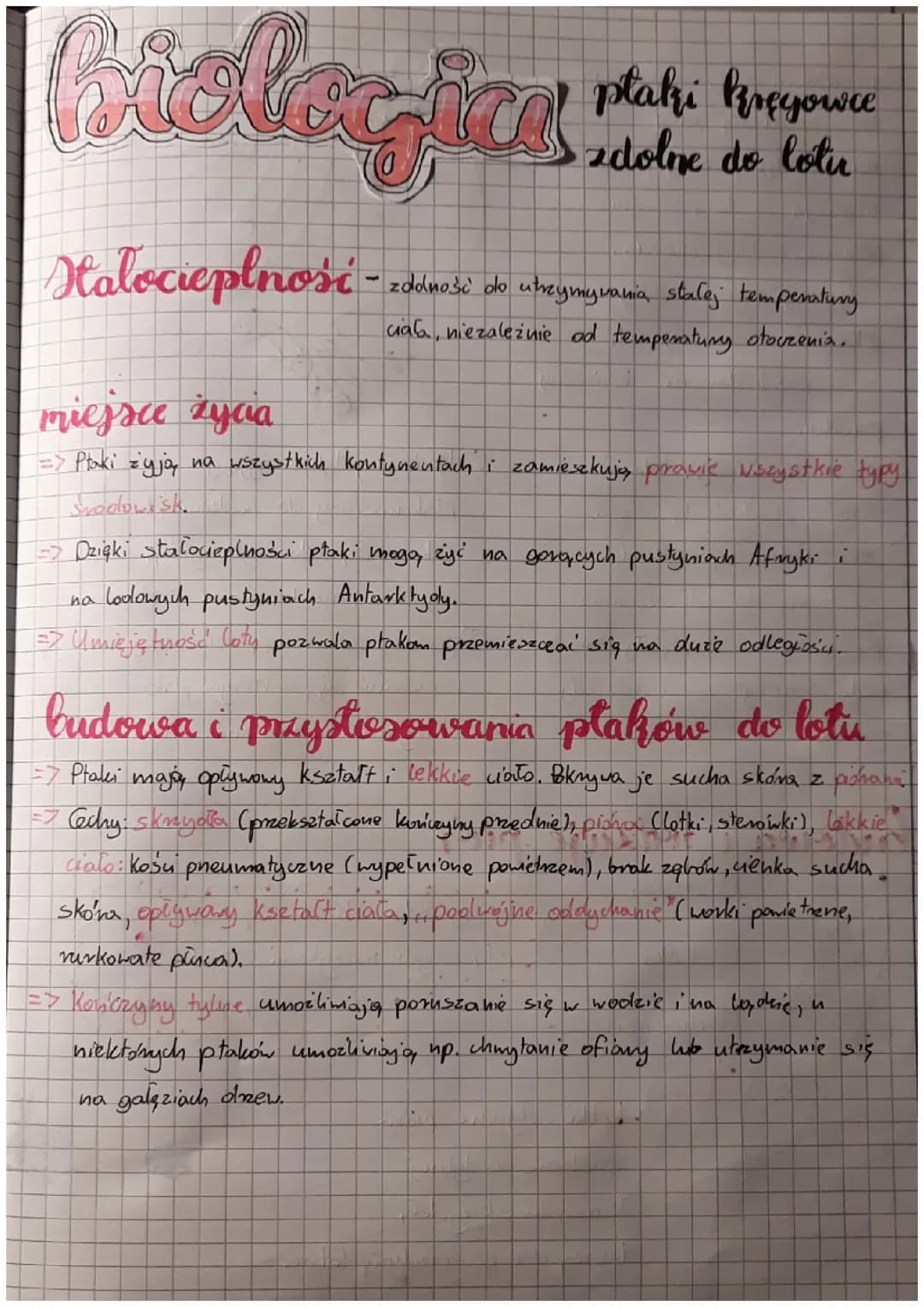 Ptaki – kręgowce zdolne do lotu. 