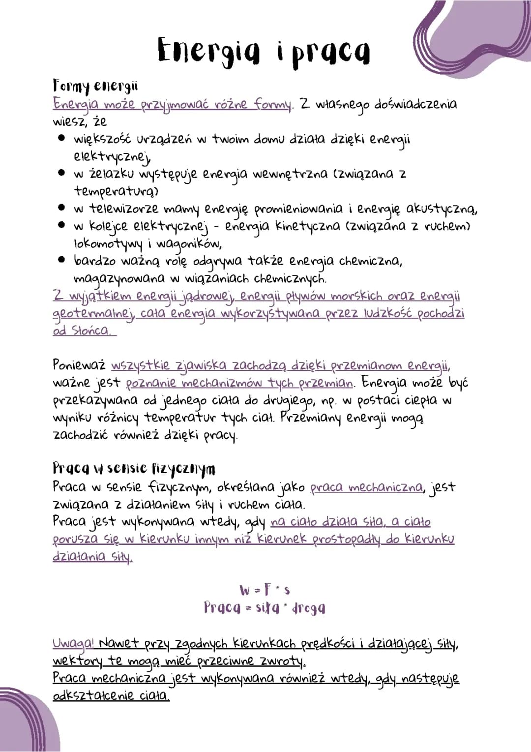 Energia i praca - Nauka fizyki w klasie 7