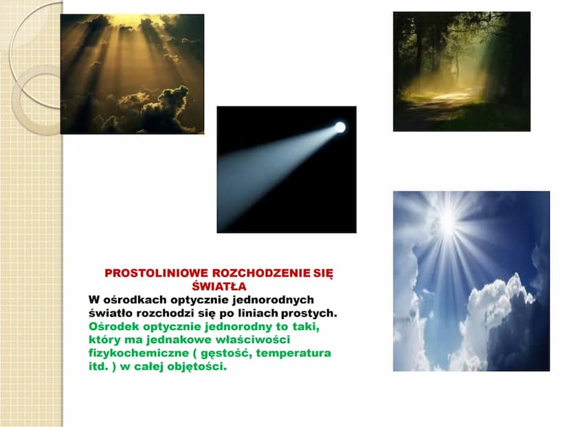 ŚWIATŁO I JEGO WŁAŚCIWOŚCI Optyka - to nauka o świetle i jego oddziaływaniach
z materią
Światło - to fala elektromagnetyczna o długości od 3