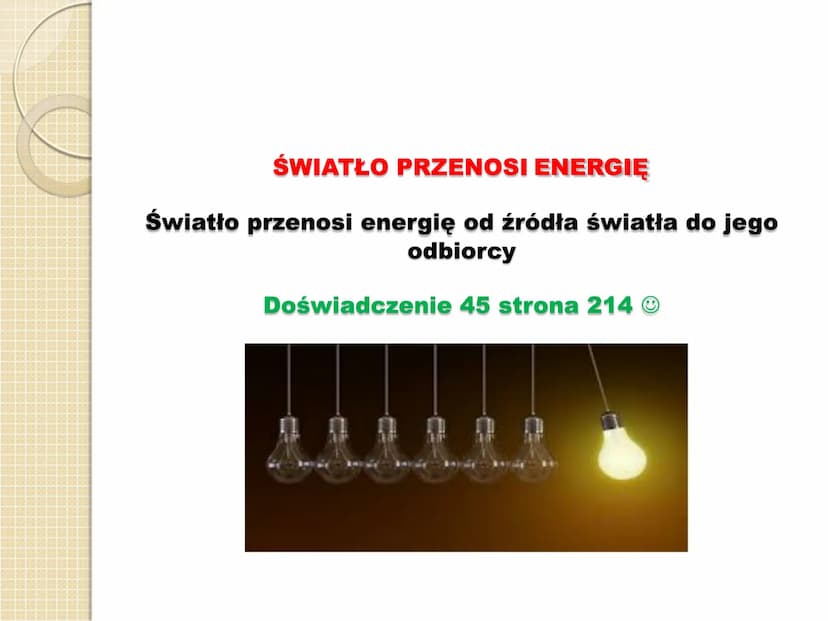 ŚWIATŁO I JEGO WŁAŚCIWOŚCI Optyka - to nauka o świetle i jego oddziaływaniach
z materią
Światło - to fala elektromagnetyczna o długości od 3