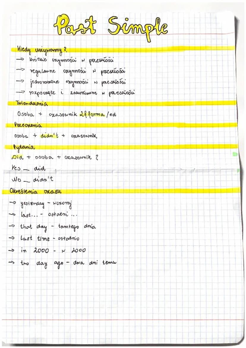 Present Simple
Kiedy używamy?
→ Kiedy mówimy o
- prana natury
przyznyczajenia
tabele czasone
→recenzje
Twierdzenia
You
We
They
Przeczenia
Yo