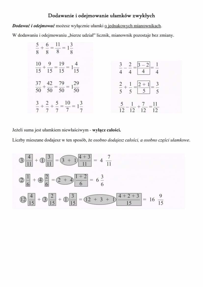 UŁAMKI ZWYKŁE
Ułamek zwykły składa się z trzech elementów - licznika, mianownika i kreski ułamkowej
(znak dzielenia).
2|7
część całkowita
li