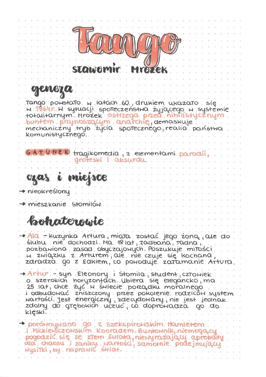 Eugeniusz i Bohaterowie w Tangu Mrożka - Streszczenie i Motywy