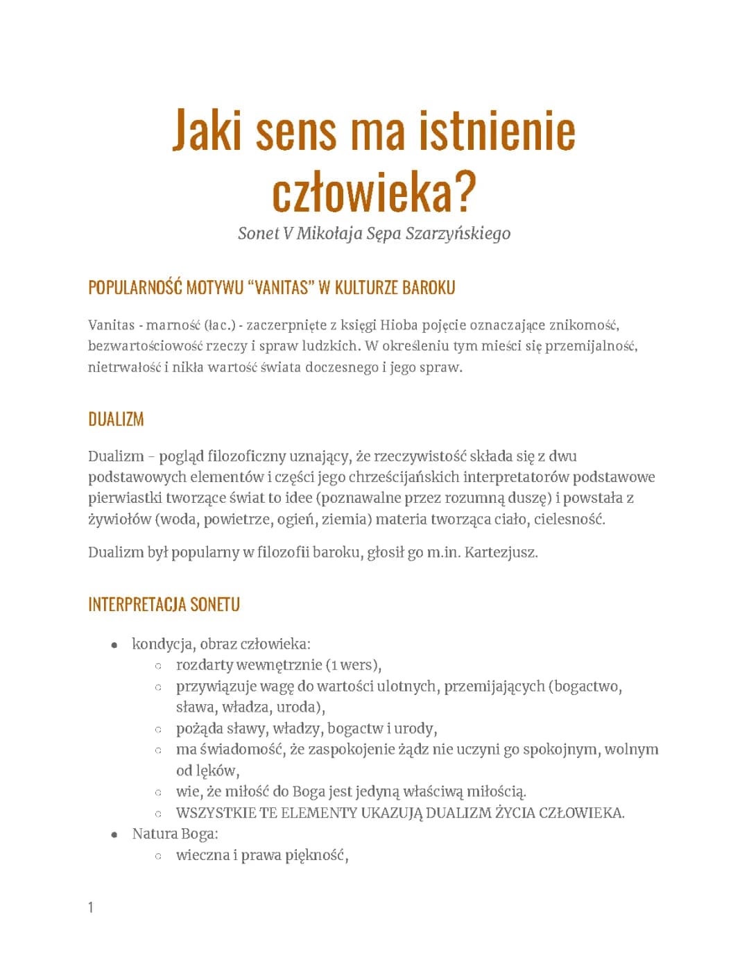 Sonet V - Mikołaj Sęp Szarzyński