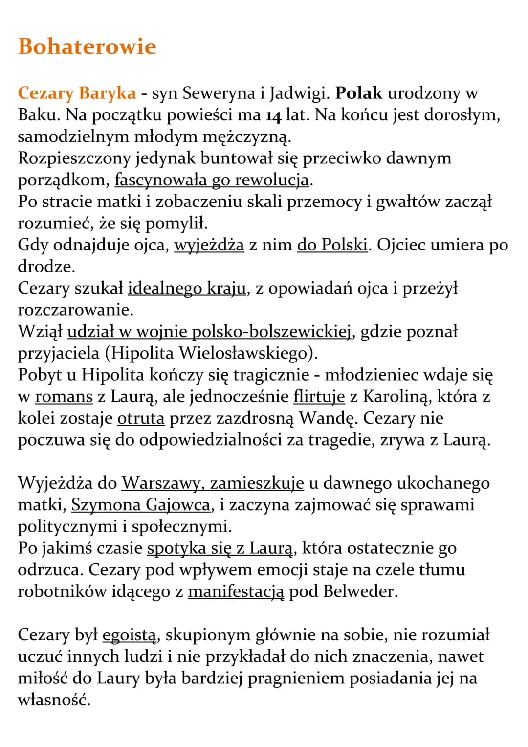 Przedwiośnie
Stefan Žeromski
Opracowanie
Bohaterowie
Czas akcji: 1914 - 1921 rok.
Miejsce akcji: Baku, podróż przez Rosję (Moskwa, Charków),