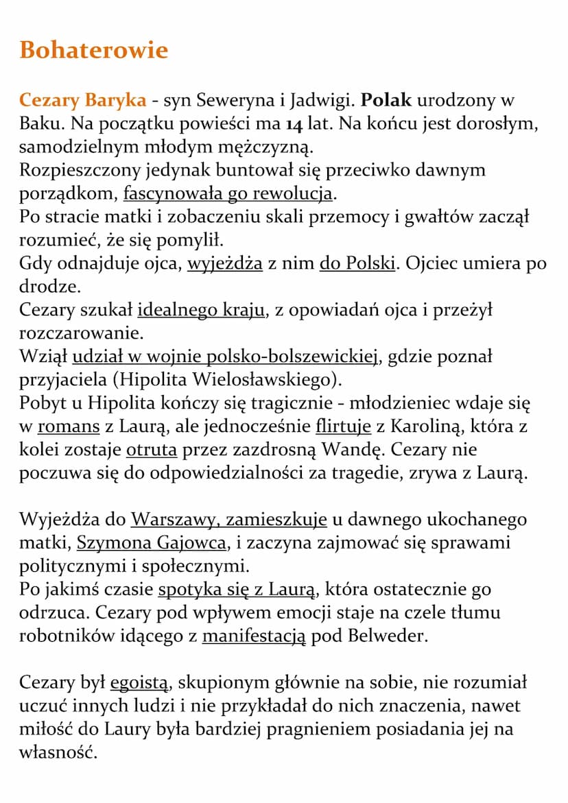 Przedwiośnie
Stefan Žeromski
Opracowanie
Bohaterowie
Czas akcji: 1914 - 1921 rok.
Miejsce akcji: Baku, podróż przez Rosję (Moskwa, Charków),