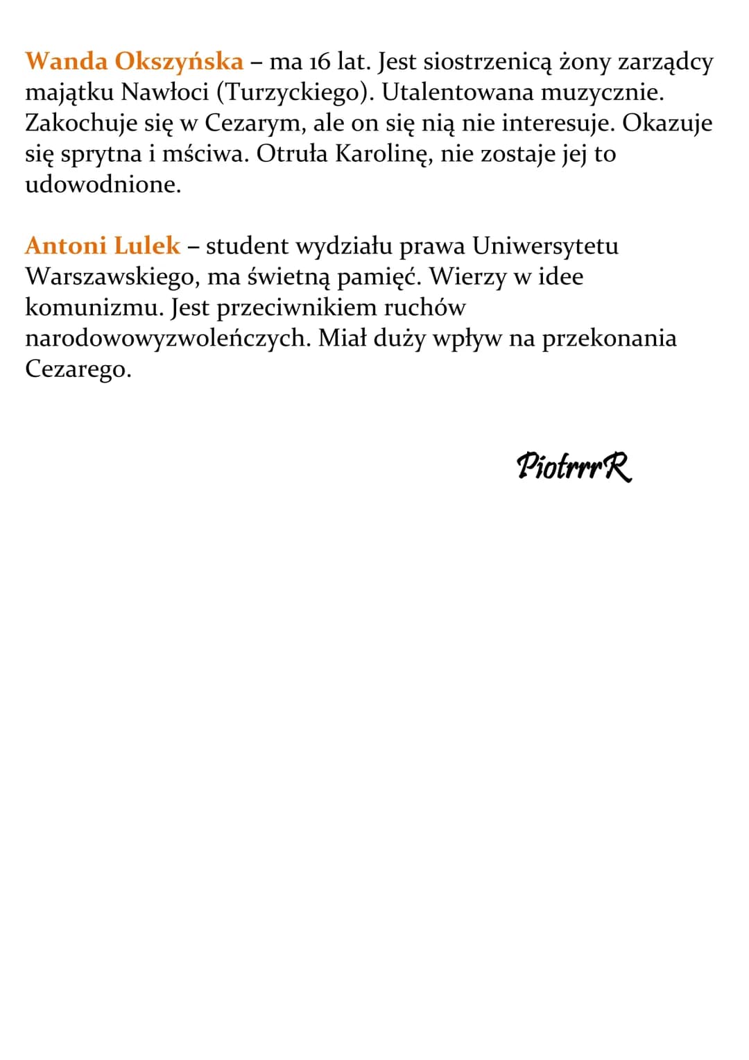 Przedwiośnie
Stefan Žeromski
Opracowanie
Bohaterowie
Czas akcji: 1914 - 1921 rok.
Miejsce akcji: Baku, podróż przez Rosję (Moskwa, Charków),