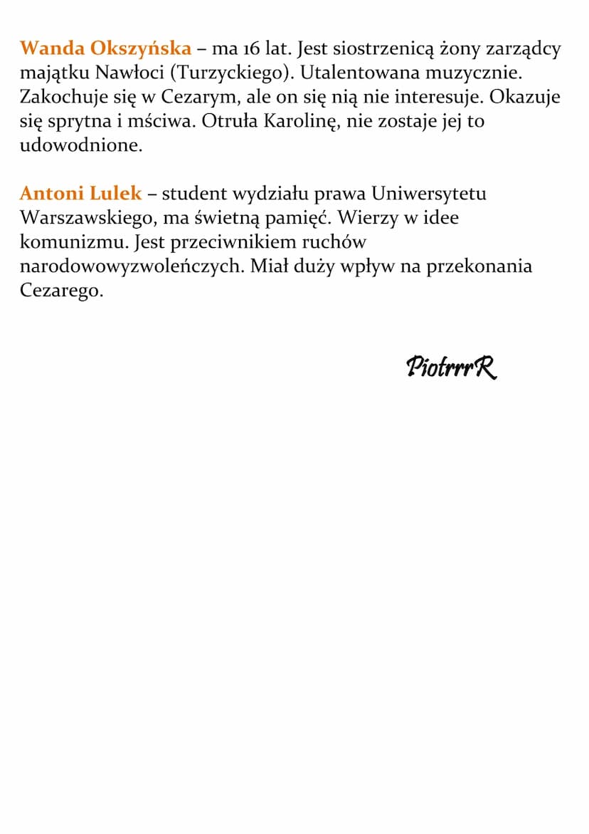 Przedwiośnie
Stefan Žeromski
Opracowanie
Bohaterowie
Czas akcji: 1914 - 1921 rok.
Miejsce akcji: Baku, podróż przez Rosję (Moskwa, Charków),