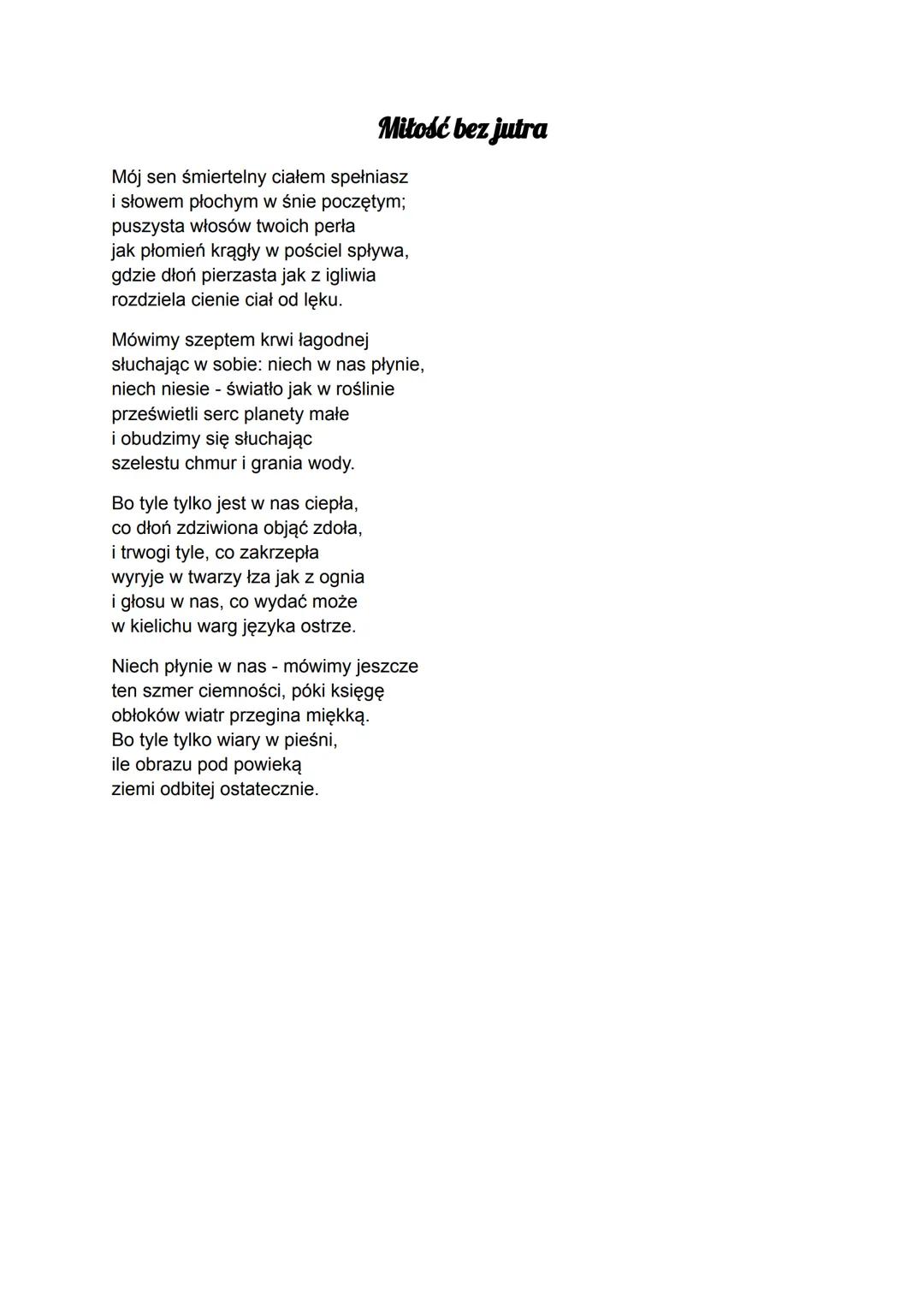 Tadeusz Gajcy
Wybrane utwory
Do potomnego
Utwór Tadeusza Gajcego „Do potomnego" jest jednym z najbardziej znanych i cenionych
dzieł poety. P