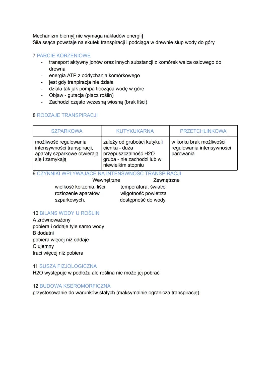 GOSPODARKA WODNA ROŚLIN
1 FUNKCJE WODY W ROŚLINIE
utrzymuje turgor komórki
dobry rozpuszczalnik
substrat lub produkt reakcji
woda umożliwia 