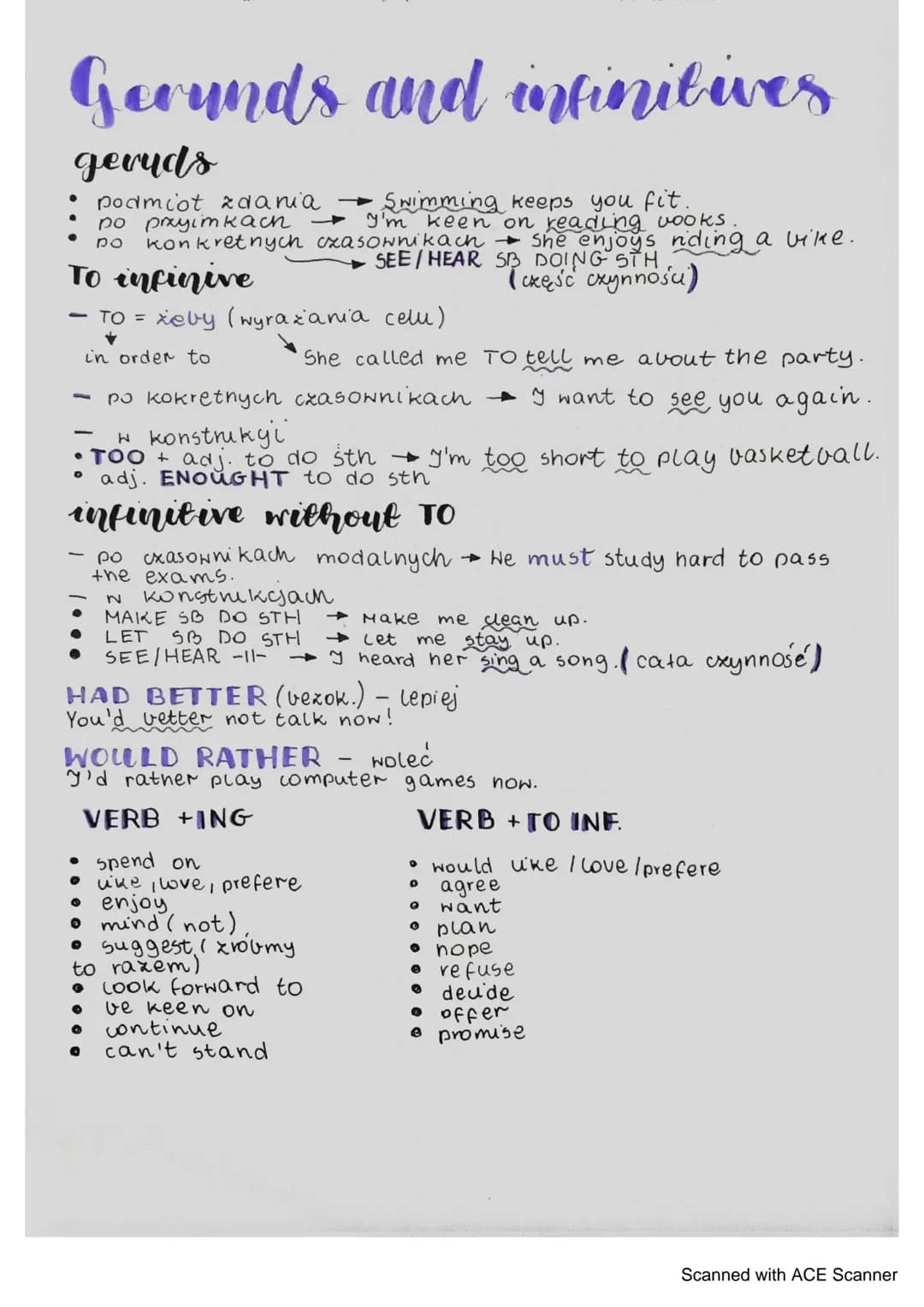 Gerunds and infinitives