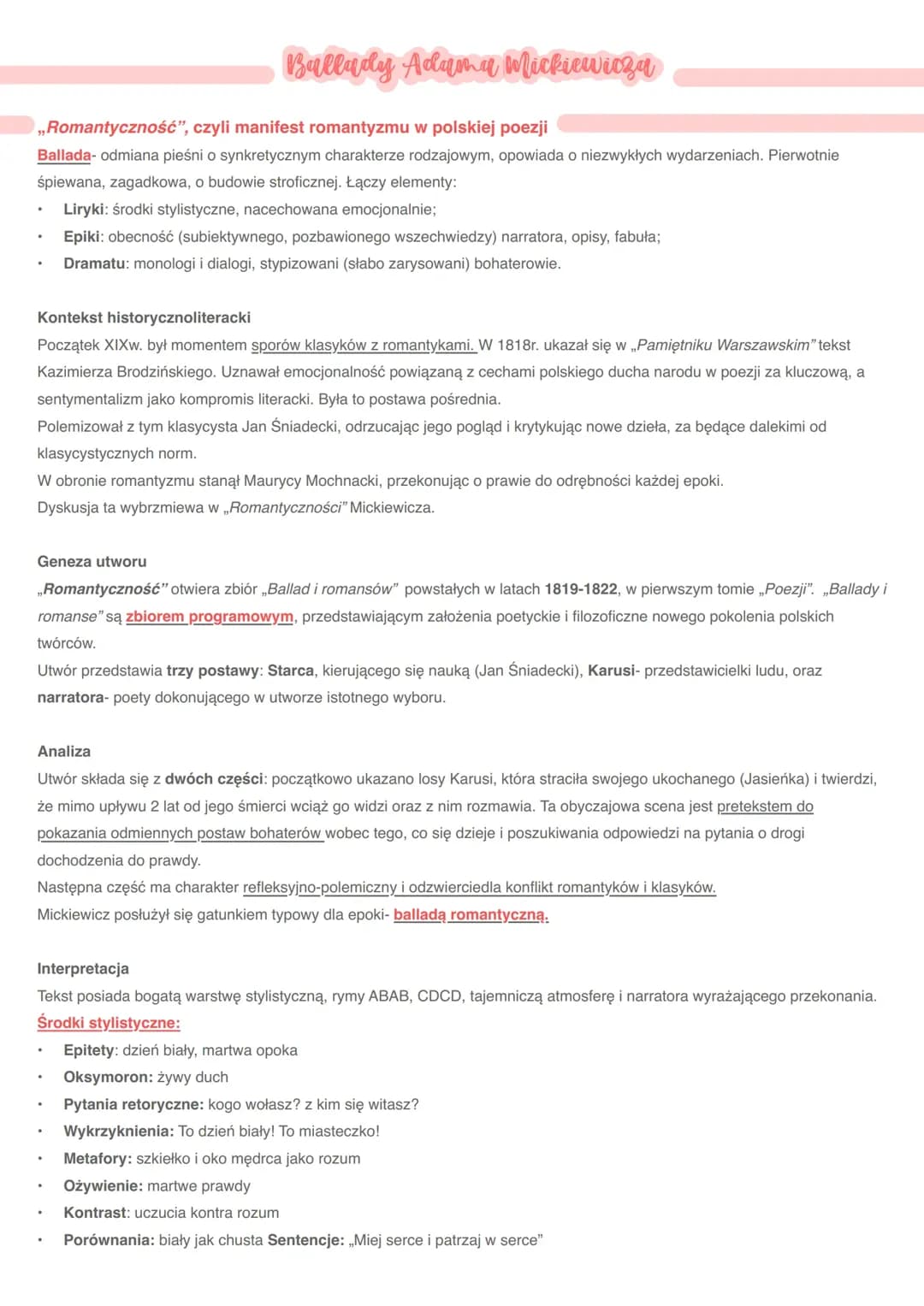 Czym jest ballada Mickiewicza 'Romantyczność'? Interpretacja i kontekst w polskim romantyzmie
