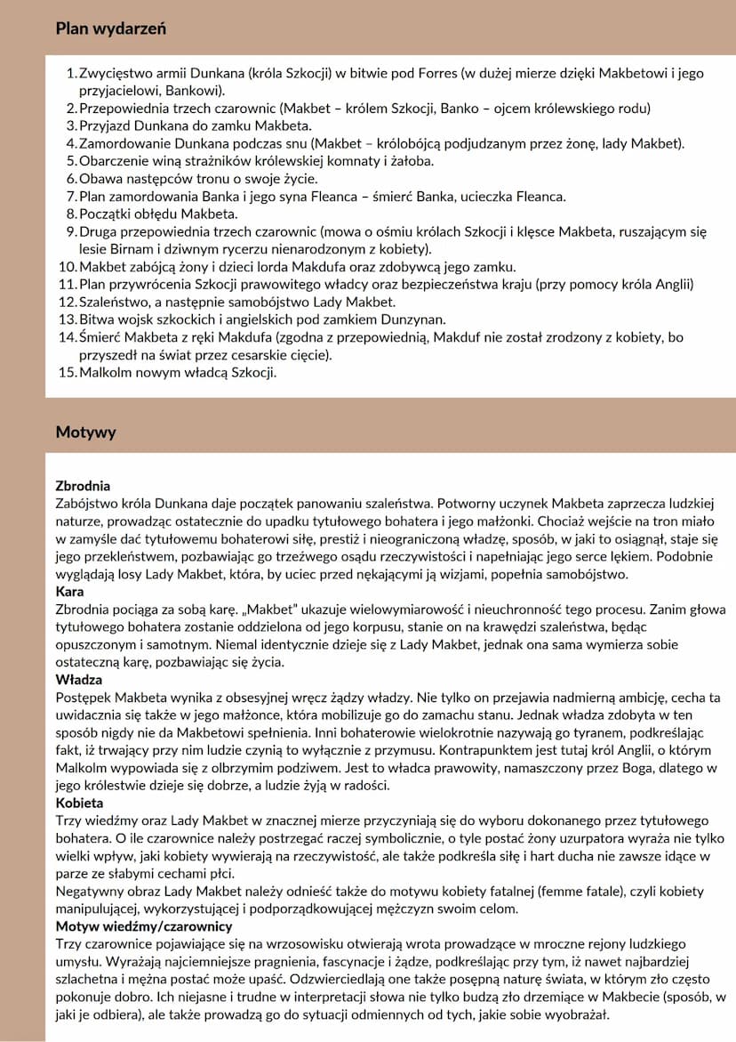 Makbet
William Shakespeares
Geneza utworu
„Makbet" napisany został przez Szekspira najprawdopodobniej ok. 1606 r.
Opowiedziana w dramacie hi