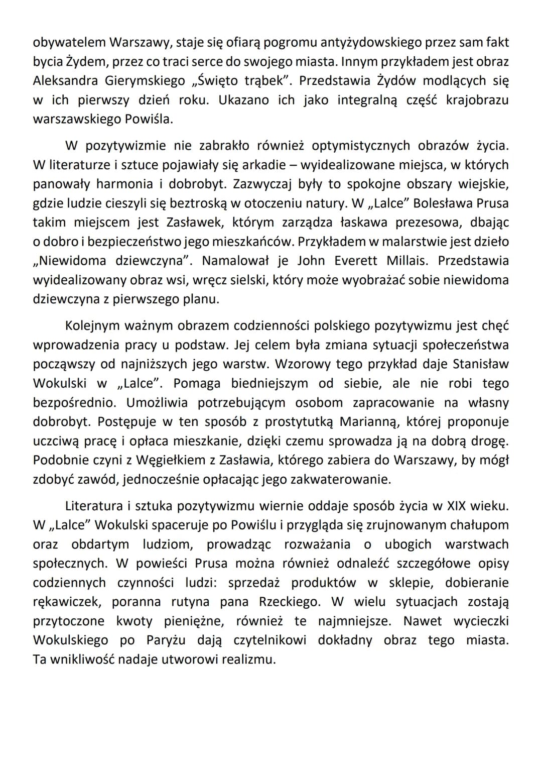 Temat: Obrazy codzienności obecne w literaturze i sztuce pozytywizmu.
Sztuka i literatura pozytywistyczna charakteryzuje się realizmem. Pole