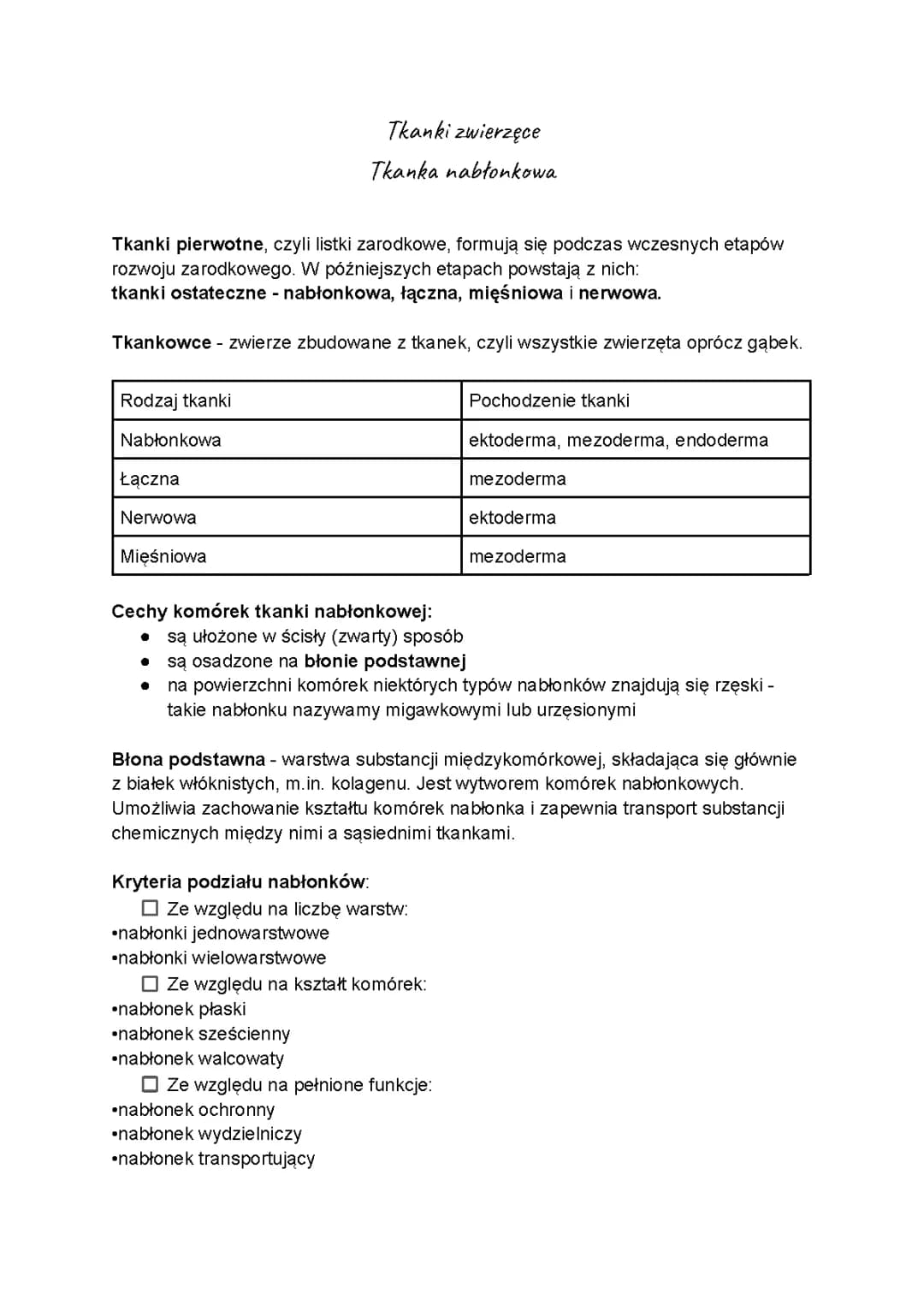 Tkanka nabłonkowa