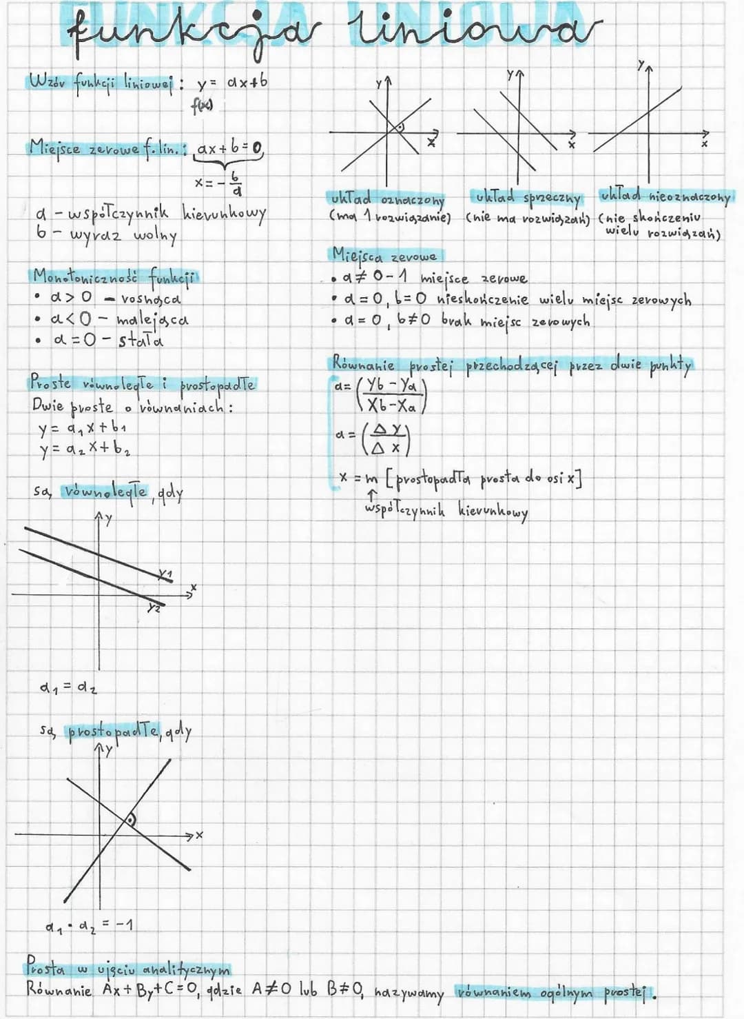 funkcja Uniowa
Wzóv funkcji liniowej : y= ax+b
Miejsce zerowe f. lin. ax+b=0₂₁
x=-=-
X=
d-współczynnik kierunkowy
• wyraz wolny.
6
Monotonic