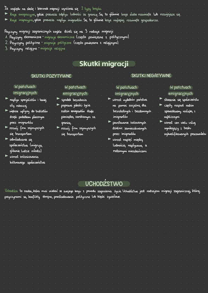 Migracje
Migracje to przemieszczanie się ludzi po to, aby na stałe lub na • jakiś czas zmienić miejsce pobytu lub zamieszkania.
Migracje dzi