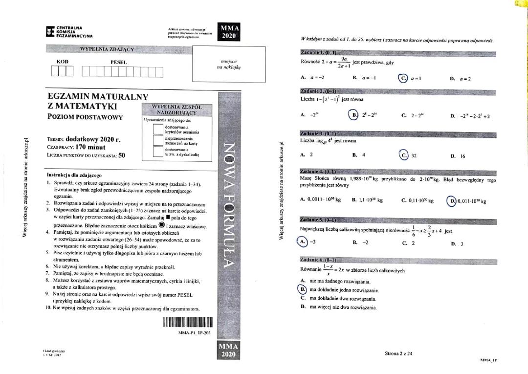 Matura MAJ 2020: Odpowiedzi z matematyki i arkusze