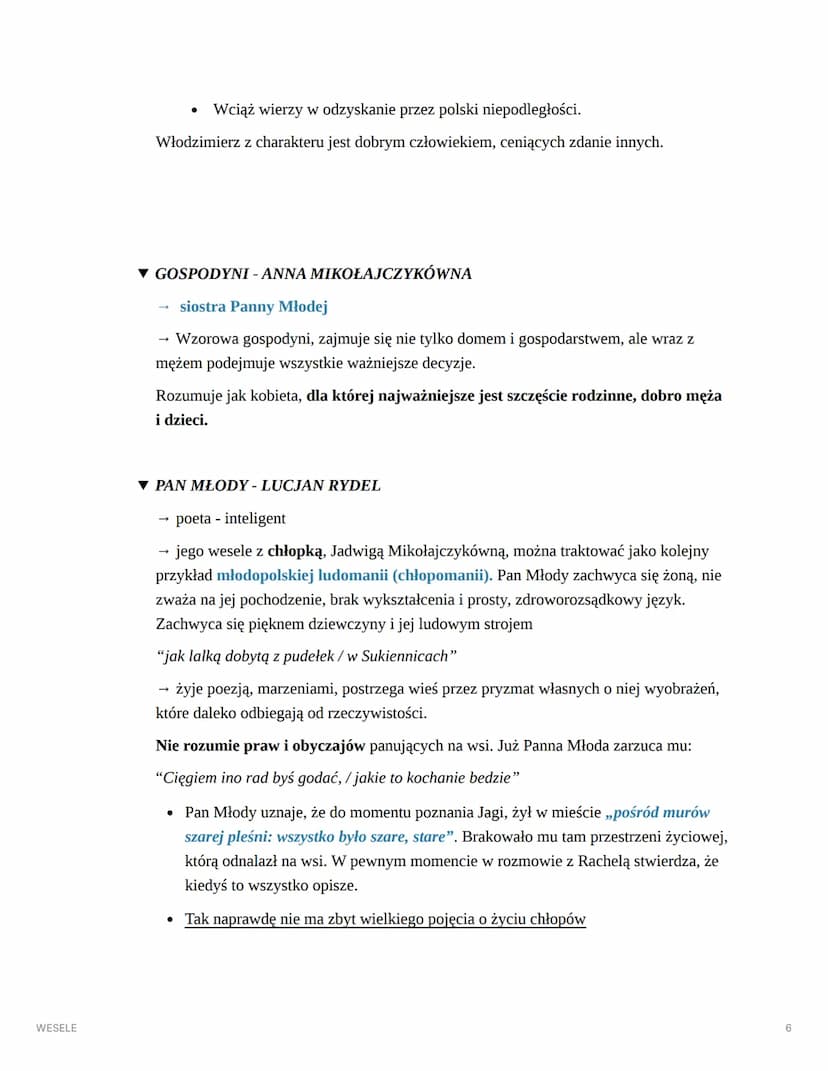 WESELE
WESELE
AUTOR: STANISŁAW WYSPIAŃSKI
▼ STRESZCZENIE
Polska pod zaborami.
W podkrakowskich Bronowicach, w domu Włodzimierza Tetmajera od