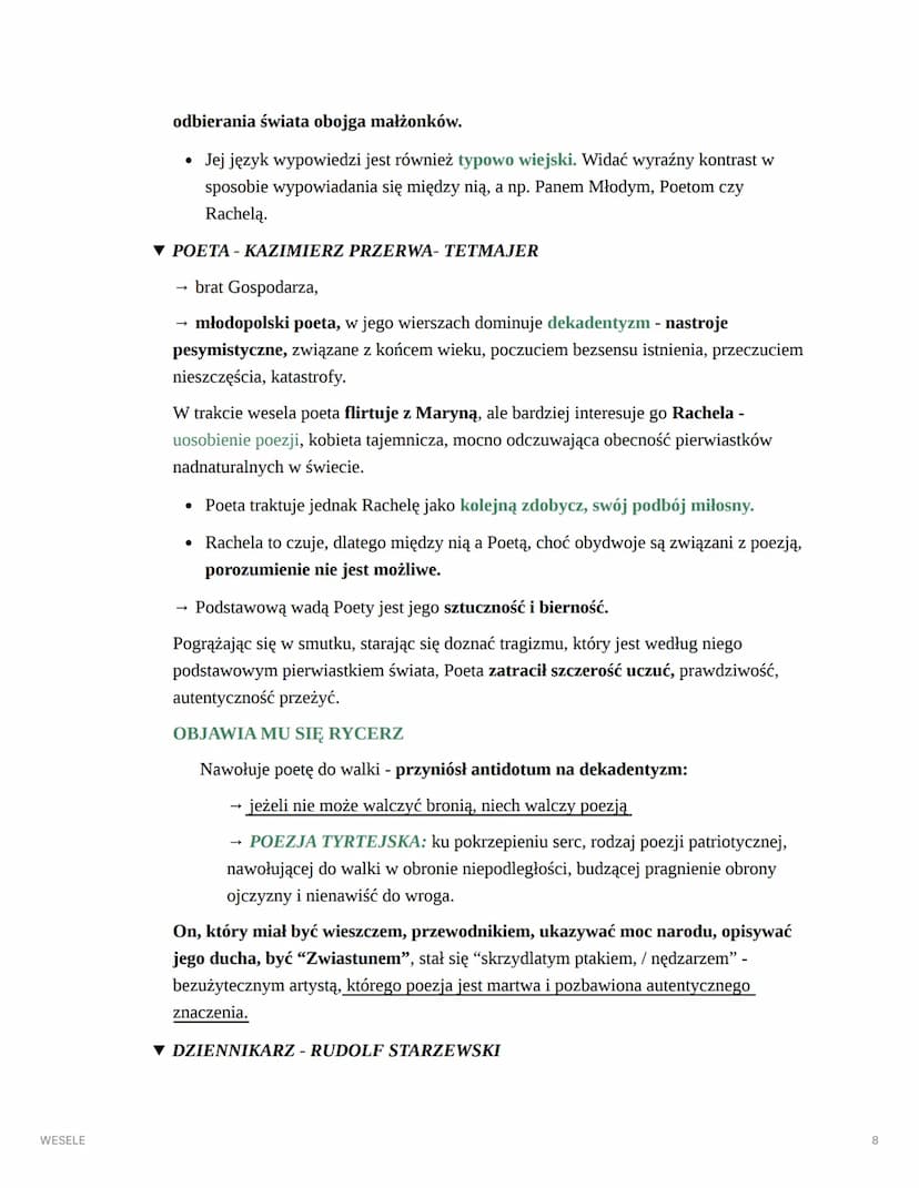 WESELE
WESELE
AUTOR: STANISŁAW WYSPIAŃSKI
▼ STRESZCZENIE
Polska pod zaborami.
W podkrakowskich Bronowicach, w domu Włodzimierza Tetmajera od