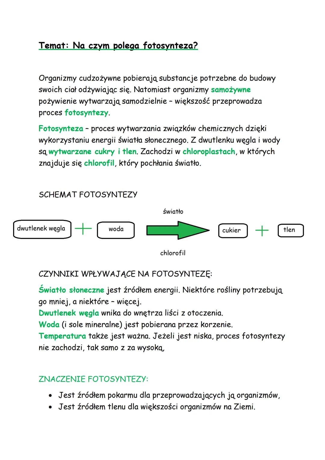 # Temat: Na czym polega fotosynteza?

Organizmy cudzożywne pobierają substancje potrzebne do budowy
swoich ciał odżywiając się. Natomiast or