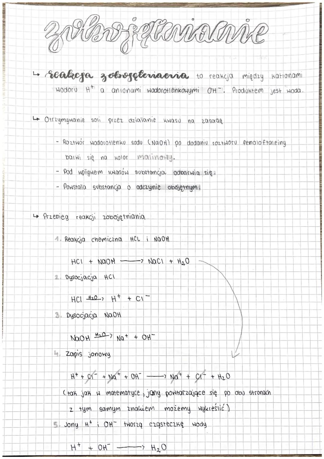 zobojętniacie
reakcja zobogęteriaeria to reakcja między Kationami
Wodoru H a anionami wodorotlenkowymi OH-. Produktem jest woda.
LOtrzymywan