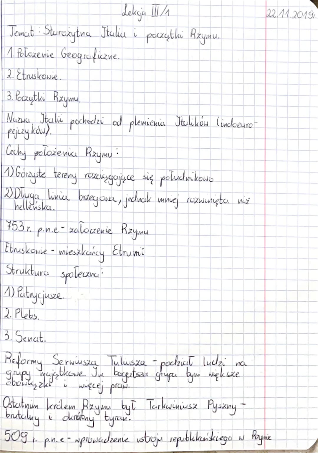 Lekcja III/1₁
Jemat: Sturożytna Italia i początki Rzymu.
1. Położenie Geograficzne.
2. Etruskowie.
3. Początki Rzymu.
Nazwa Italiu pochodzi 