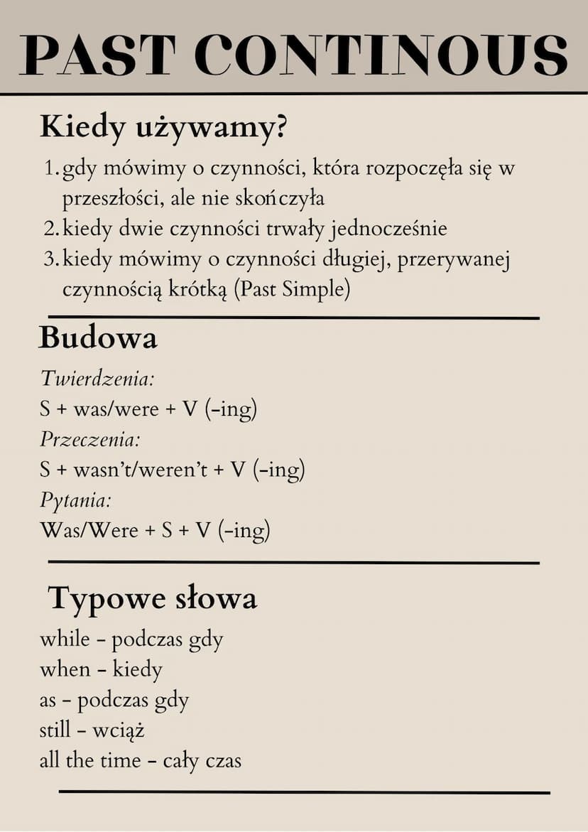 PAST SIMPLE
Kiedy używamy?
1.gdy mówimy o czynności, która rozpoczęła się i
zakończyła w przeszłości, trwała przez dany okres
2.gdy mówimy o