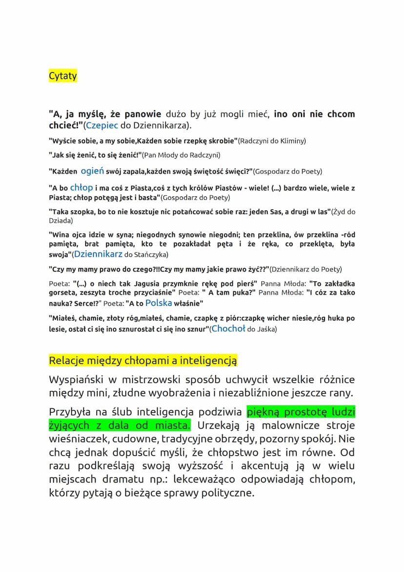 Akt 1
Temat: Opisanie obrazu wesela i dwóch grup społecznych (charakter realistyczno- społeczny)
Akt2
Temat: Przybycie zjaw, które pokazują 
