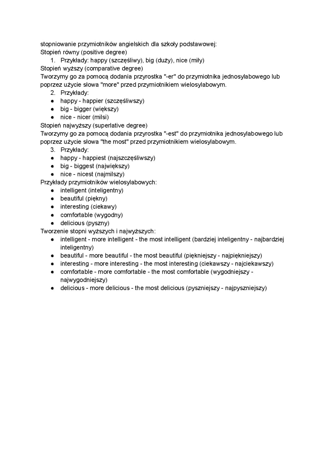 stopniowanie przymiotników angielskich