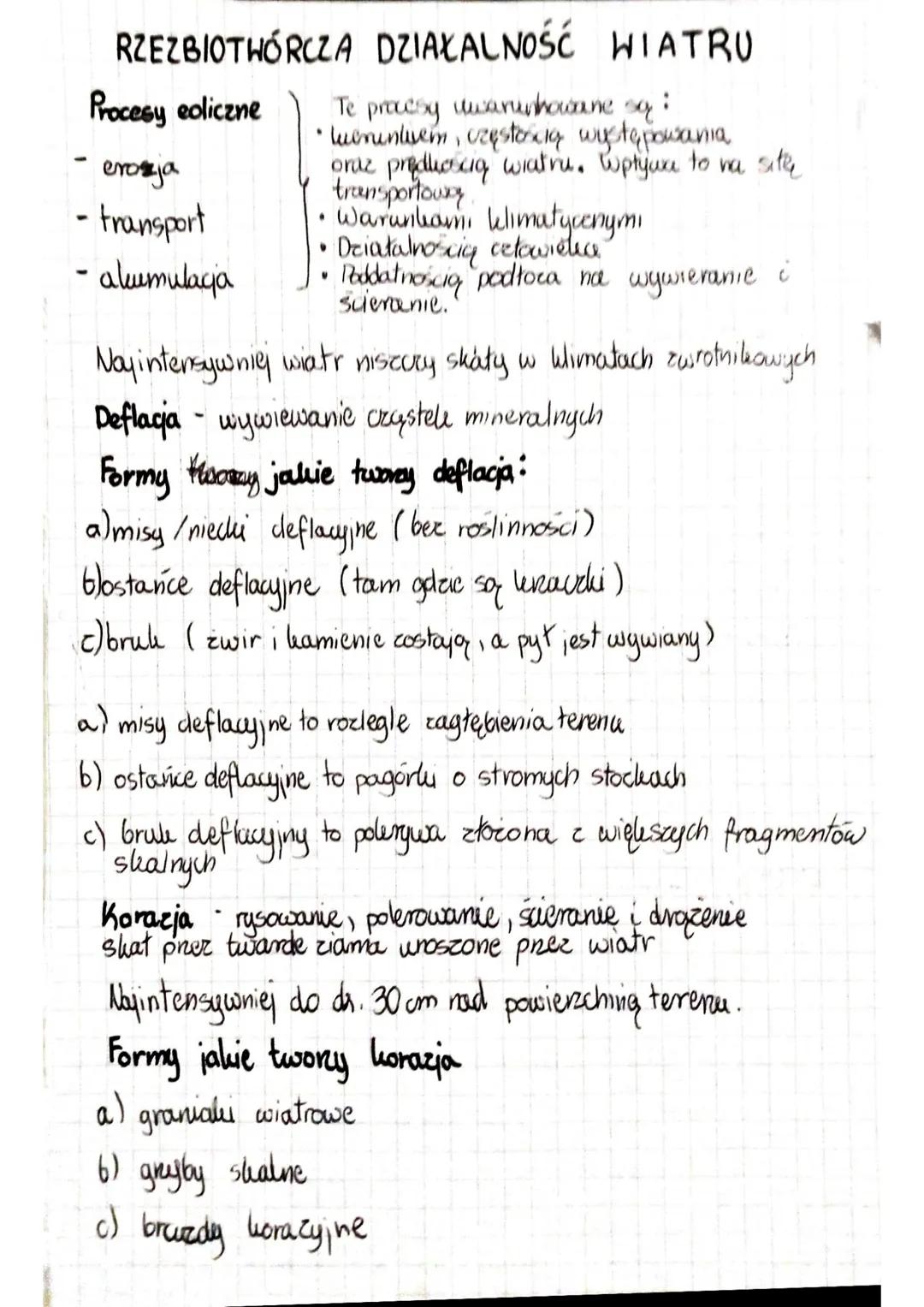 -
RZEZBIOTWÓRCZA DZIAŁALNOŚĆ WIATRU
Procesy eoliczne
erosya
transport
akumulacja
Te procesy uwarunkowane są:
•tuenuntiem, częstoriią występo