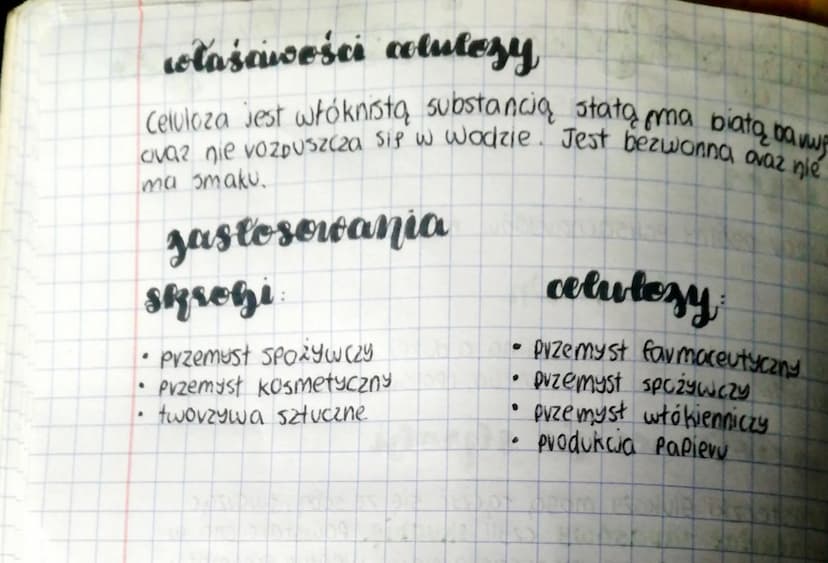 thechie i celuloza
POLISACHARYDY
wzór
Wzóv ogólny polisachavydów ma postać:
(C6H1005)n
gdzie n to liczba naturalna o dużej wartości, vóżna d