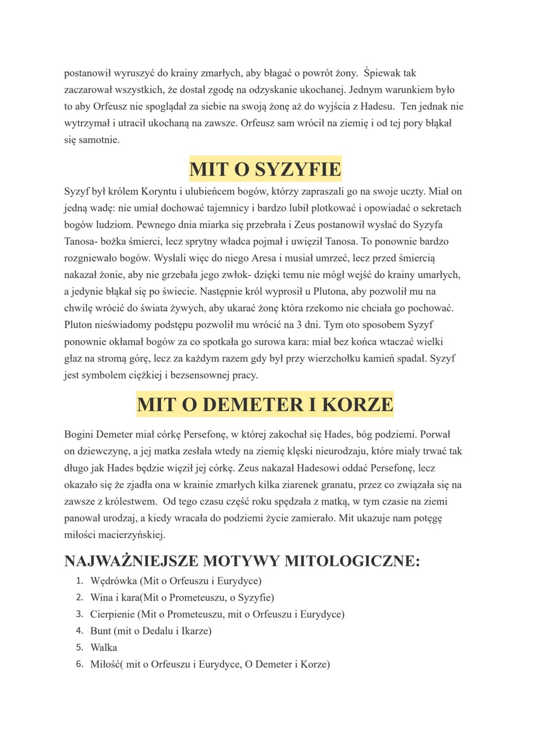 MITOLOGIA GRECKA
MIT O PROMETEUSZU
Pierwszych ludzi stworzył Prometeusz z gliny pomieszanej ze łzami. Byli oni nieporadni i
bezbronni, dlate