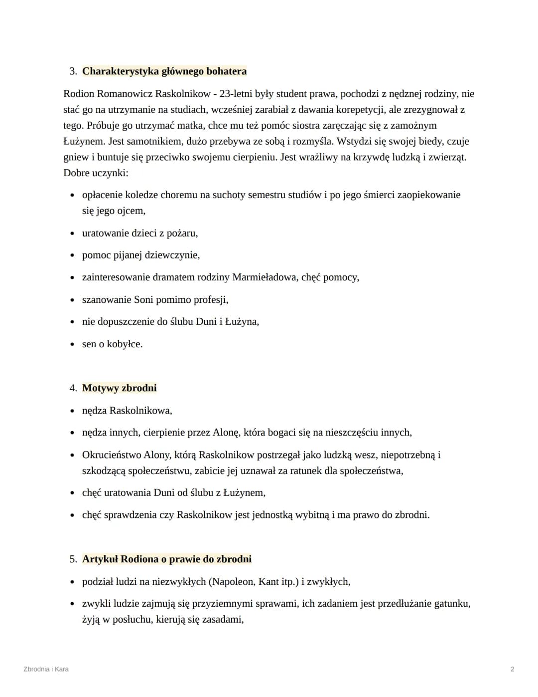 Zbrodnia i Kara
Fiodor Dostojewski
Zbrodnia i Kara
1. Tematyka
• obraz społeczeństwa,
• zbrodnia i kara,
• odrzucenie wartości chrześcijańsk