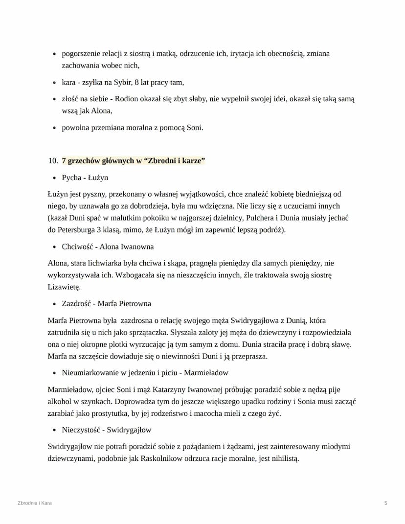 Zbrodnia i Kara
Fiodor Dostojewski
Zbrodnia i Kara
1. Tematyka
• obraz społeczeństwa,
• zbrodnia i kara,
• odrzucenie wartości chrześcijańsk