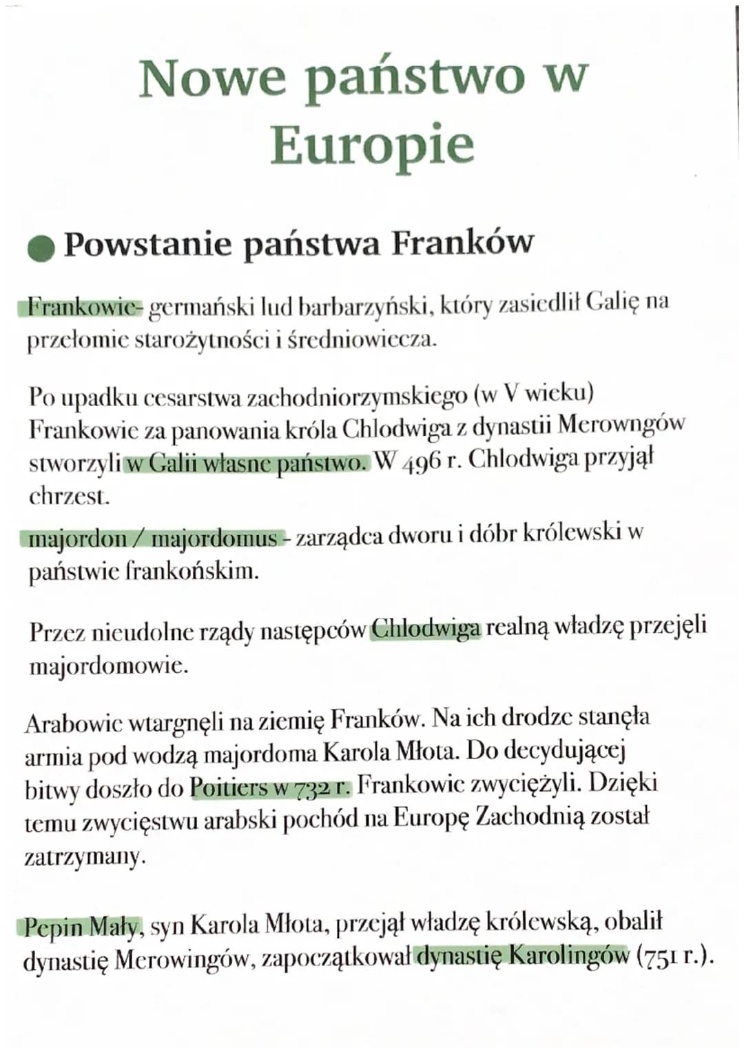 Nowe państwo w
Europie
Powstanie państwa Franków
Frankowie-germański lud barbarzyński, który zasiedlił Galię na
przełomie starożytności i śr