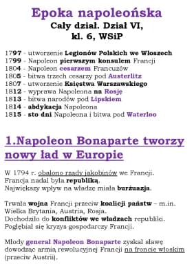 Know Epoka napoleońska Cały dział. Dział VI, kl. 6, WSiP thumbnail