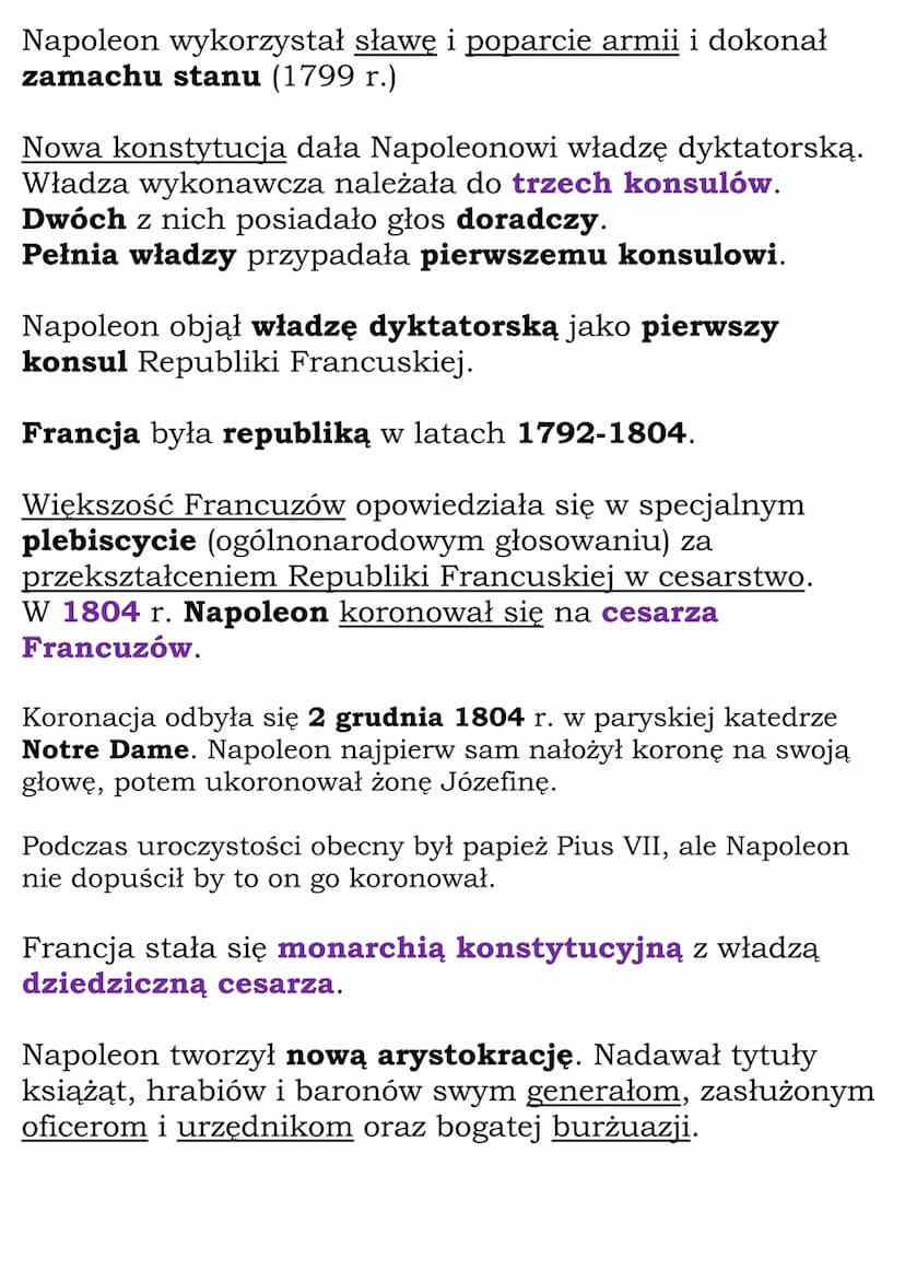 Epoka napoleońska
Cały dział. Dział VI,
kl. 6, WSiP
1797 - utworzenie Legionów Polskich we Włoszech
1799 - Napoleon pierwszym konsulem Franc