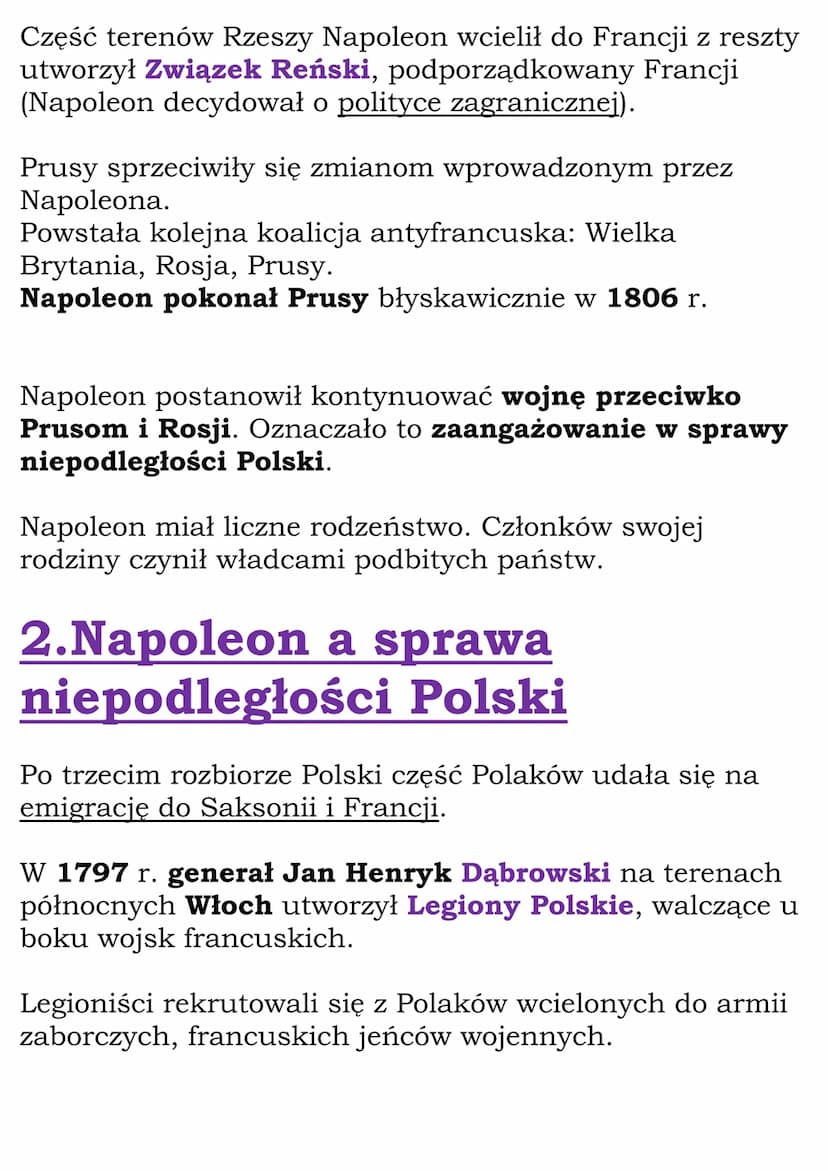 Epoka napoleońska
Cały dział. Dział VI,
kl. 6, WSiP
1797 - utworzenie Legionów Polskich we Włoszech
1799 - Napoleon pierwszym konsulem Franc