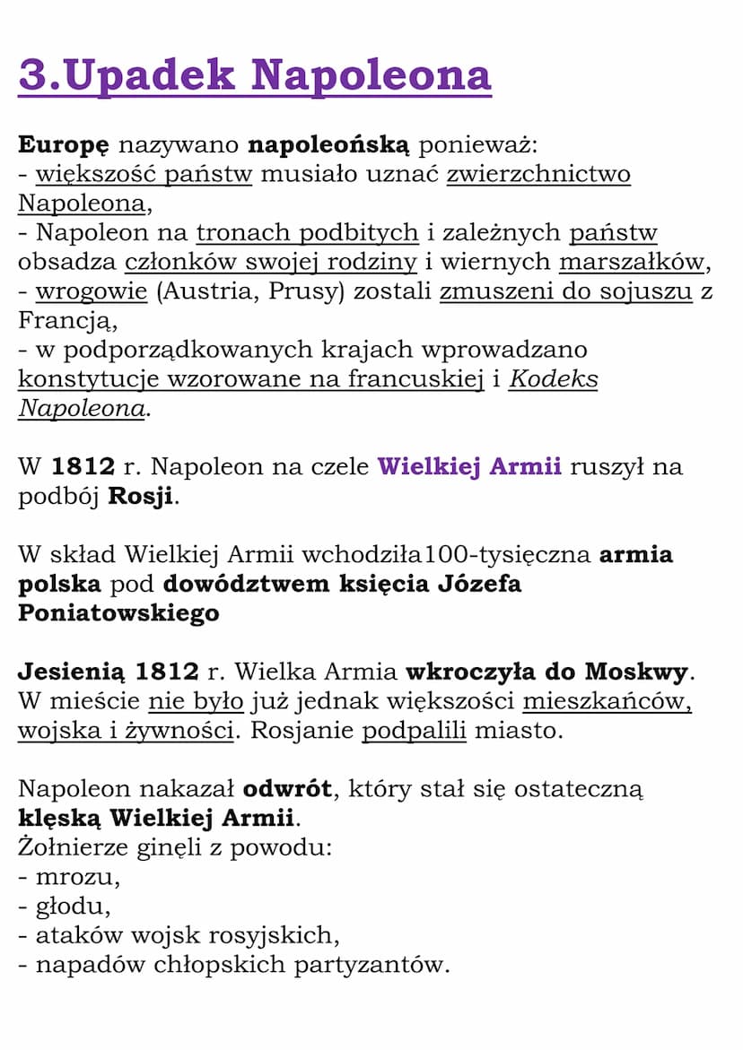 Epoka napoleońska
Cały dział. Dział VI,
kl. 6, WSiP
1797 - utworzenie Legionów Polskich we Włoszech
1799 - Napoleon pierwszym konsulem Franc