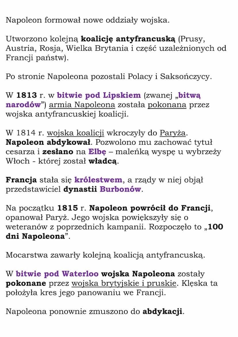 Epoka napoleońska
Cały dział. Dział VI,
kl. 6, WSiP
1797 - utworzenie Legionów Polskich we Włoszech
1799 - Napoleon pierwszym konsulem Franc