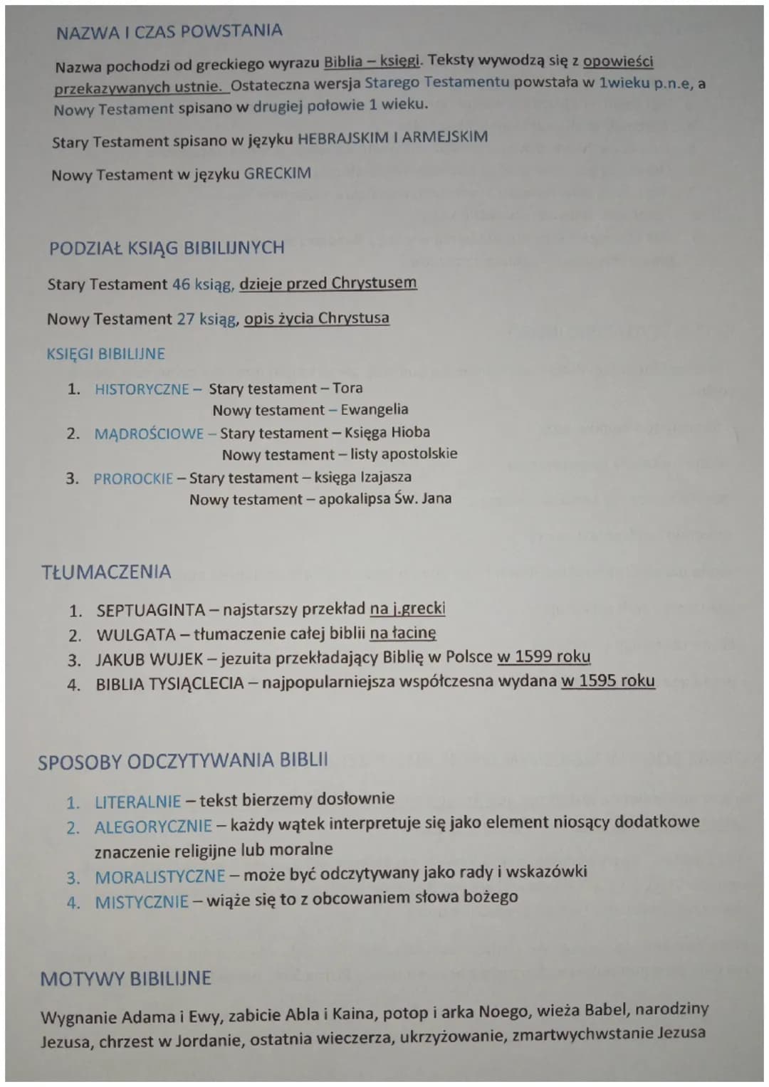 NAZWA I CZAS POWSTANIA
Nazwa pochodzi od greckiego wyrazu Biblia - księgi. Teksty wywodzą się z opowieści
przekazywanych ustnie. Ostateczna 