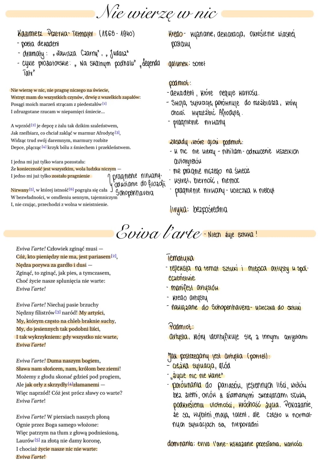 Nie wierzę w nic
Kazimierz Prerna- Tetmajer (1865-1940)
-poeta dekadent
·dramaty Zawisza Czarny". Judasz"
"
cykle proaatorskie: Na skalnym p